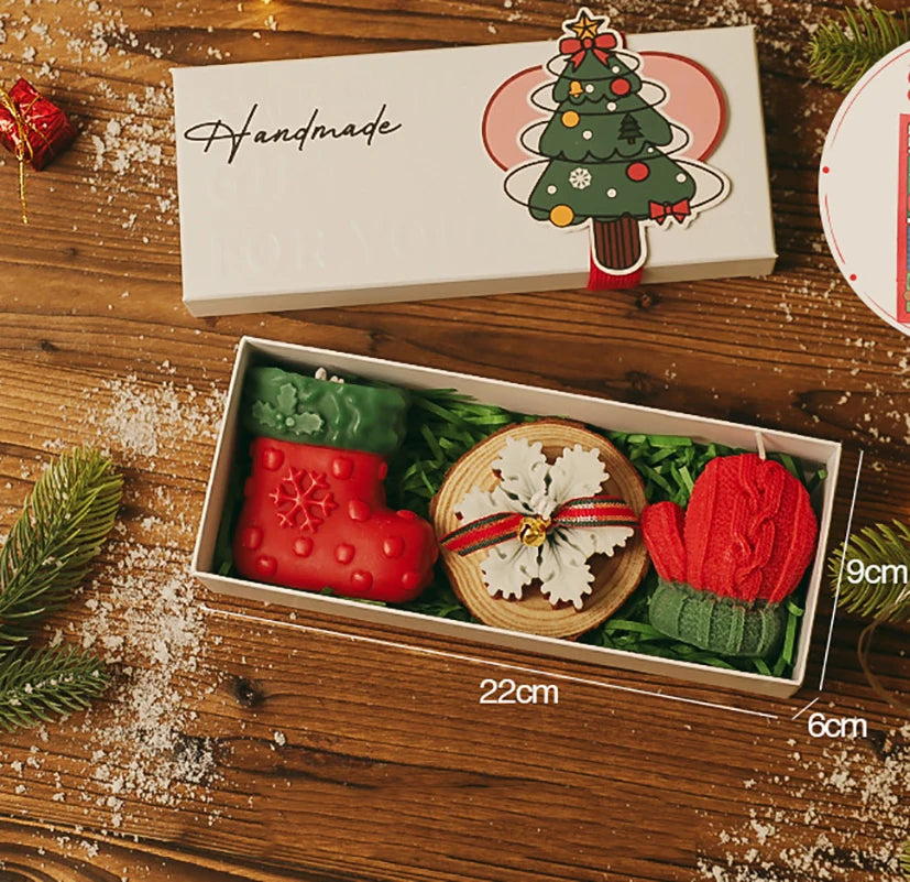 3Pcs/Pack Handmade Scented Christmas Candle Decor