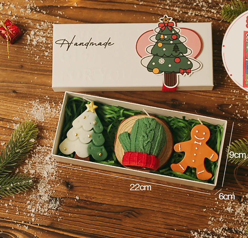 3Pcs/Pack Handmade Scented Christmas Candle Decor