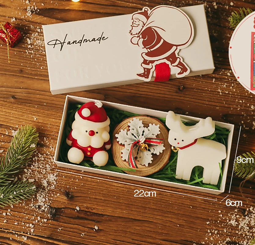 3Pcs/Pack Handmade Scented Christmas Candle Decor