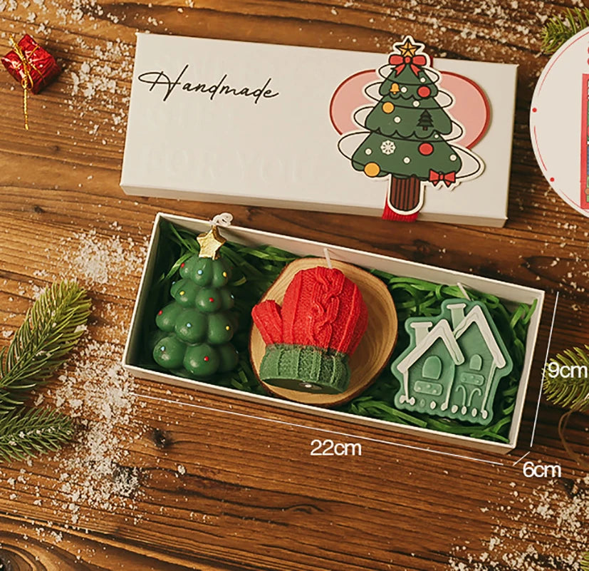3Pcs/Pack Handmade Scented Christmas Candle Decor