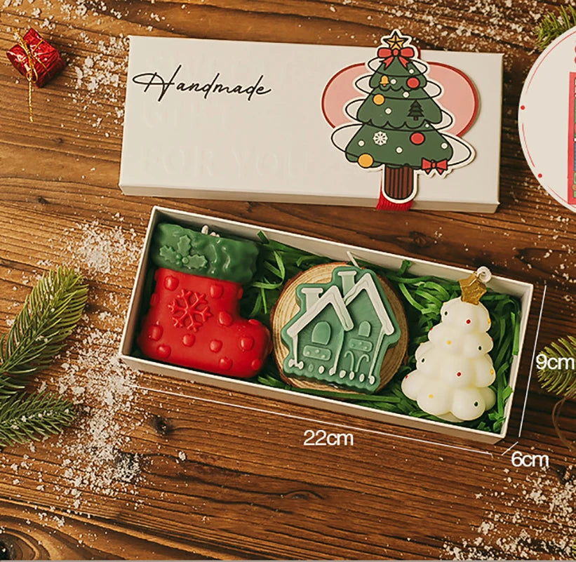 3Pcs/Pack Handmade Scented Christmas Candle Decor
