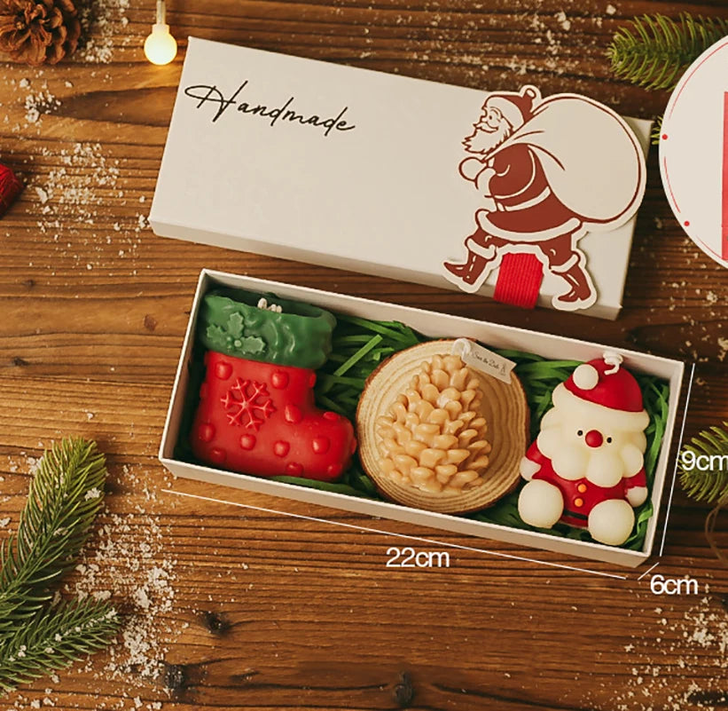 3Pcs/Pack Handmade Scented Christmas Candle Decor