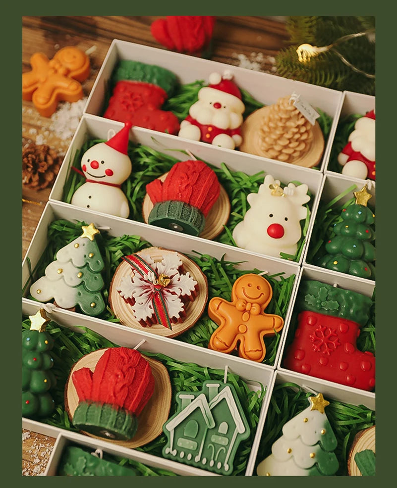 3Pcs/Pack Handmade Scented Christmas Candle Decor