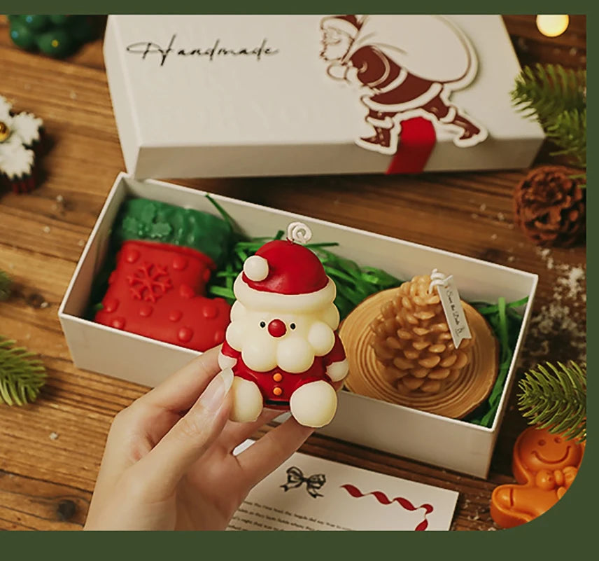 3Pcs/Pack Handmade Scented Christmas Candle Decor